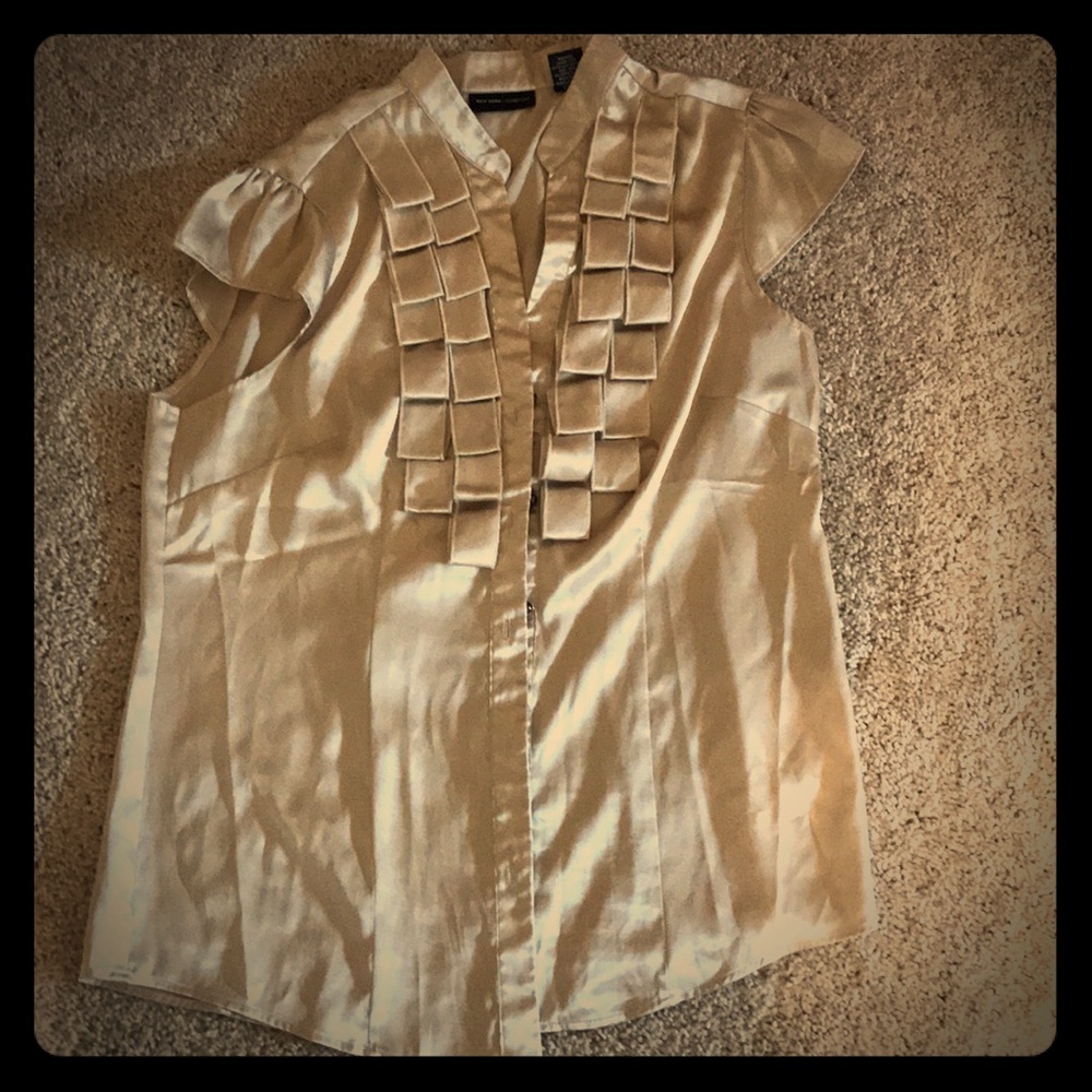 Light gold ruffled blouse